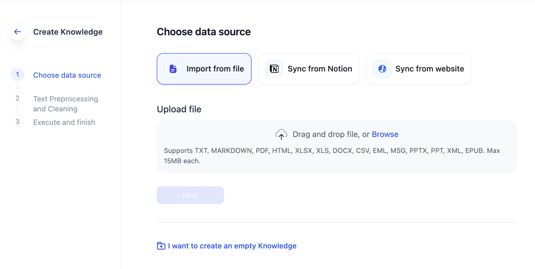 create a new knowledge base