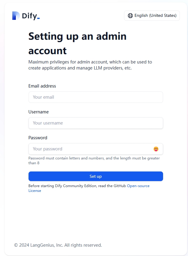 Set your admin account